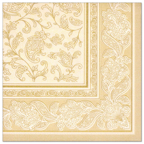 Papstar 160 Servietten "ROYAL Collection" 1/4-Falz 40 cm x 40 cm champagner "Ornaments"