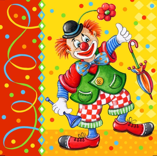 Papstar 300 Servietten, 3-lagig 1/4-Falz 33 cm x 33 cm "Clown"