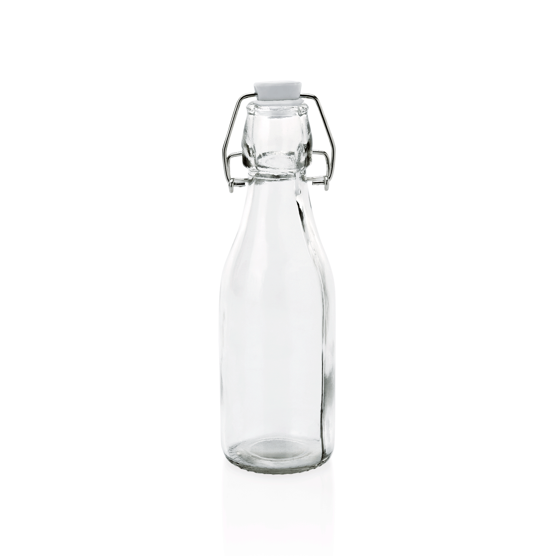 WAS Germany 6x Bügelverschlussflasche (inkl. Deckel mit Dichtung), Glas und Edelstahl, Inhalt: 250ml, Durchmesser: 5,5cm, Höhe: 19,5cm (1788025)
