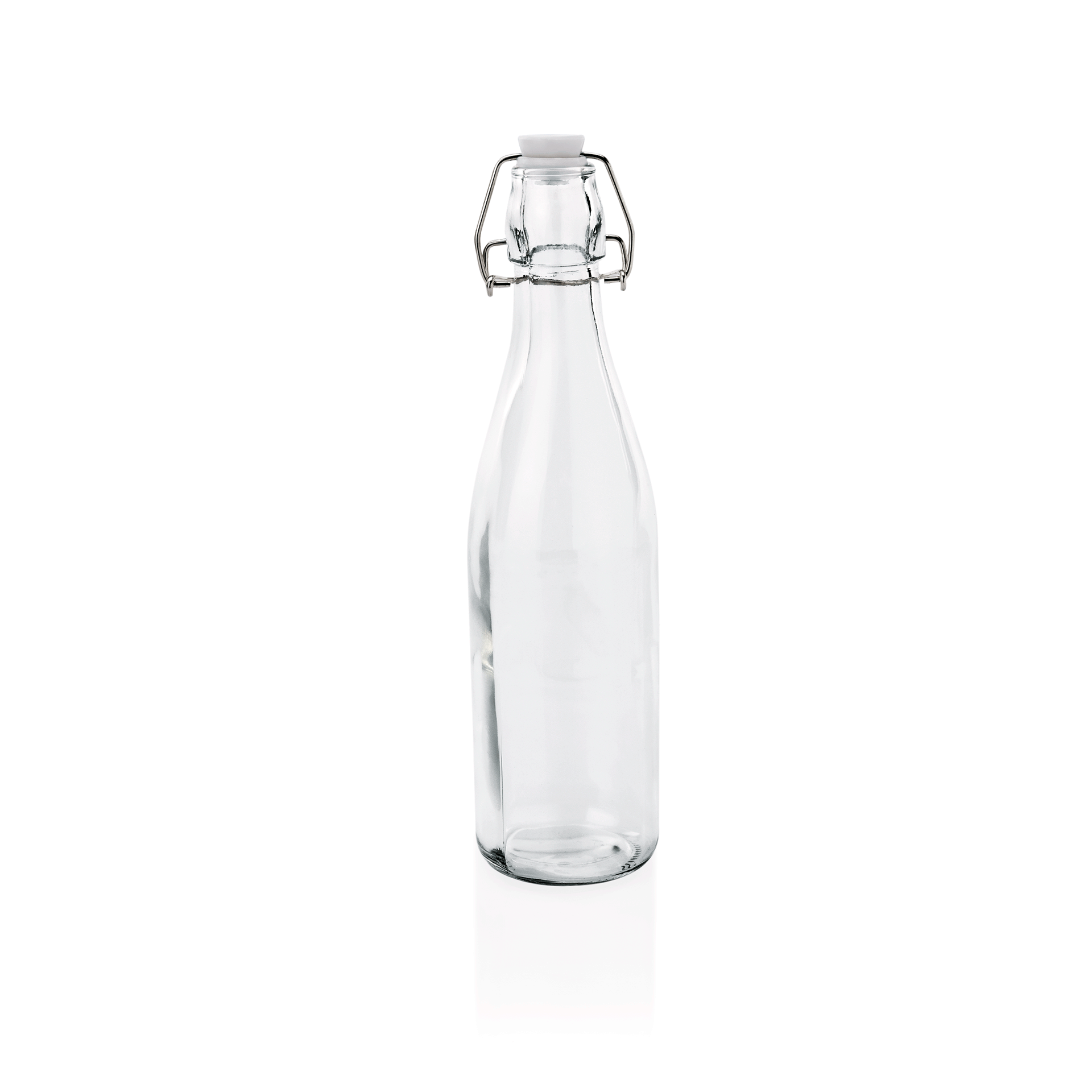 WAS Germany 4x Bügelverschlussflasche (inkl. Deckel mit Dichtung), Glas und Edelstahl, Inhalt: 500ml, Durchmesser: 7cm, Höhe: 26,5cm (1788050)