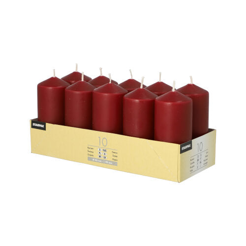 Papstar 4x 10 Stumpenkerzen Ø 40 mm · 90 mm bordeaux