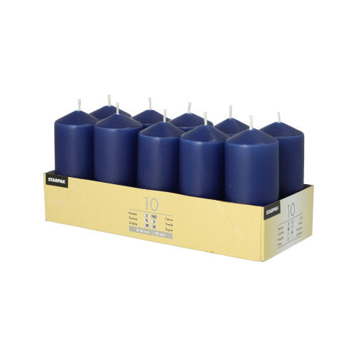 Papstar 4x 10 Stumpenkerzen Ø 40 mm · 90 mm dunkelblau