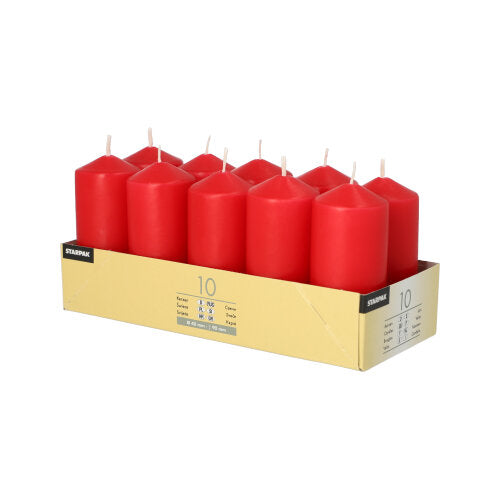 Papstar 4x 10 Stumpenkerzen Ø 40 mm · 90 mm rot