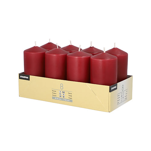 Papstar 48 Stumpenkerzen, Paraffin, Rot, Durchmesser: 5cm, Höhe: 10cm