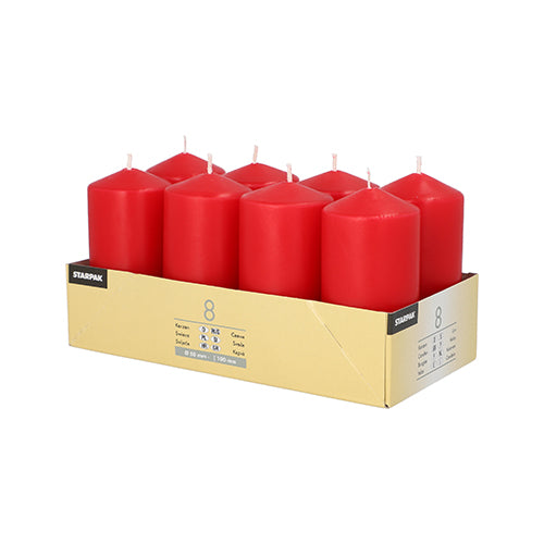Papstar 6x 8 Stumpenkerzen Ø 50 mm · 100 mm rot