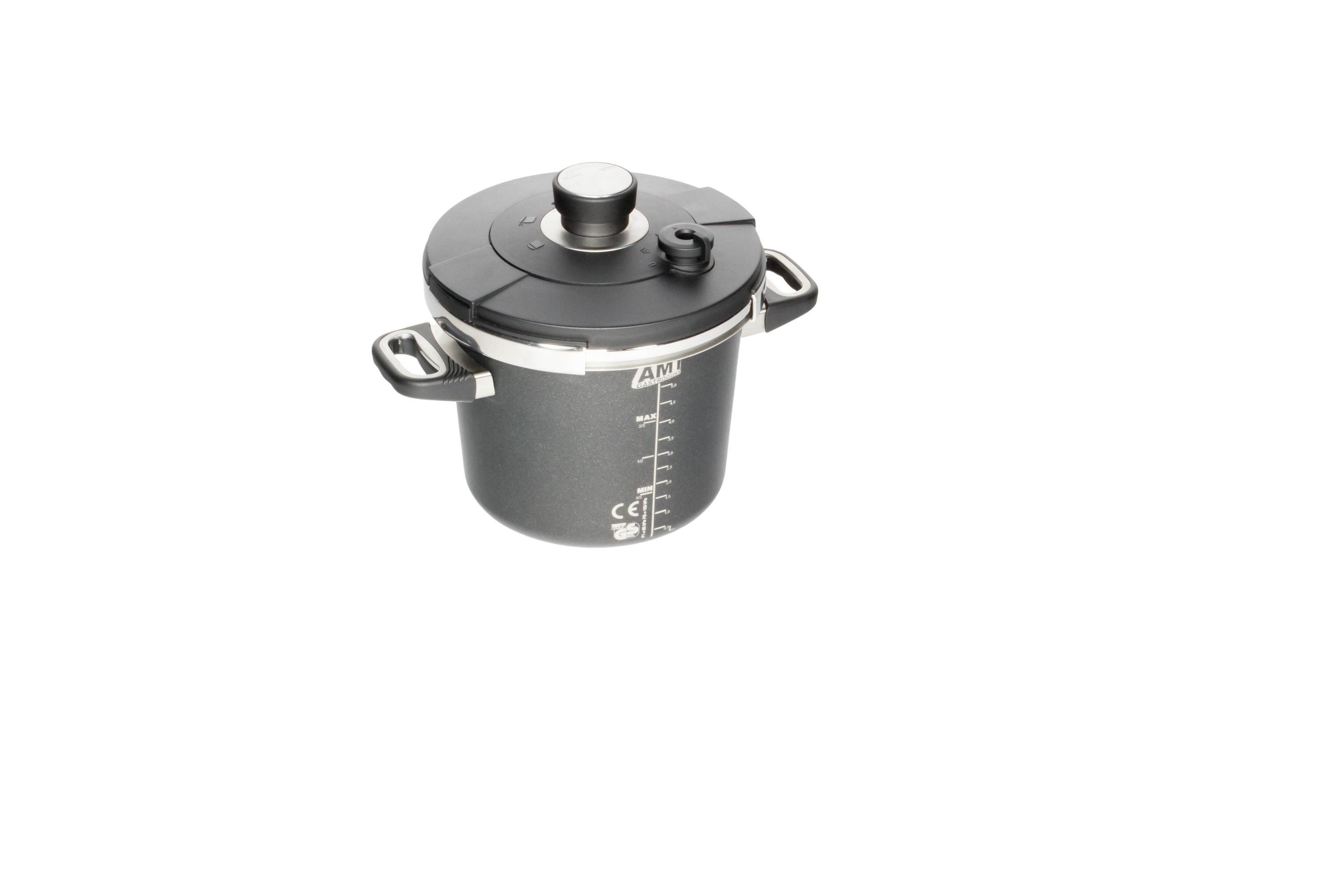 AMT Schnellkochtopf (Ohne Deckel), Aluminiumguss, Schwarz, Inhalt: 3-7L, Durchmesser: 22-24cm, Höhe: 10-24cm