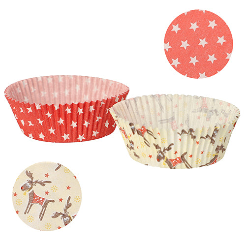 Papstar 24x 60 Backförmchen Ø 5 cm · 2,5 cm "Elk & Stars" sortiert