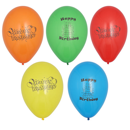 Papstar 150x Luftballons "Happy Birthday", Naturkautschuk, Bunt, Durchmesser: 22cm