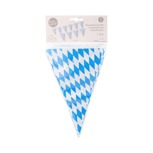 Papstar 10x Wimpelkette "Bayrisch Blau", Folie, Blau und Weiß, Länge: 4m