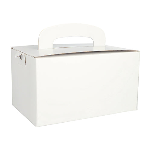 Papstar 5x 20 Lunch-Boxen, Pappe "pure" eckig 12,5 cm x 15,5 cm x 22,5 cm weiss mit Tragegriff