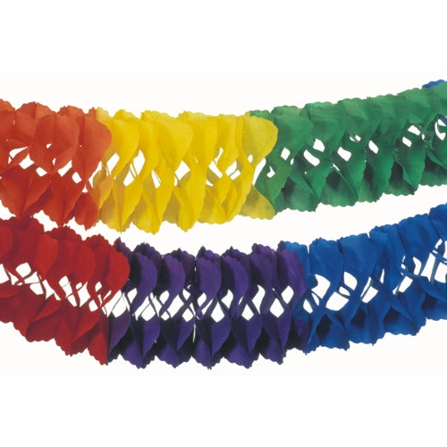 Papstar 5x Großraumgirlande, Papier Ø 25 cm · 10 m "Rainbow" schwer entflammbar