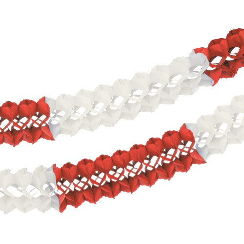 Papstar 5x Großraumgirlande, Papier Ø 16 cm · 10 m rot/weiss schwer entflammbar