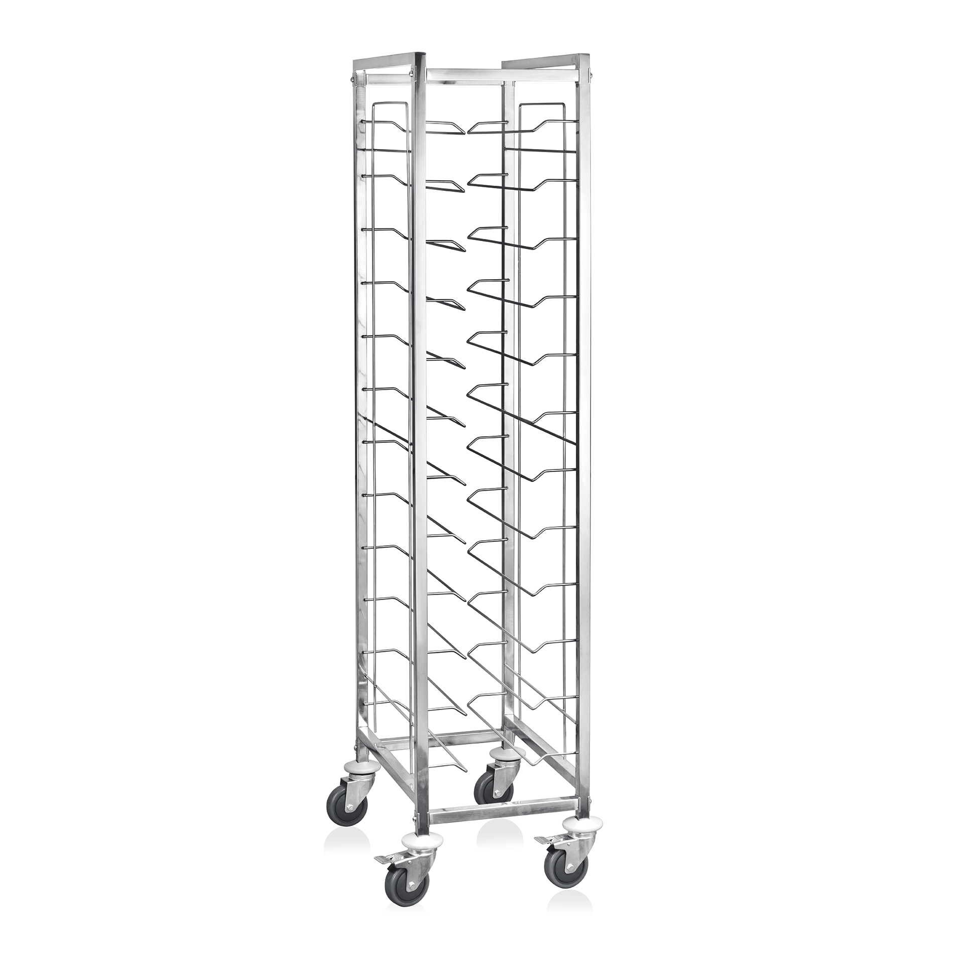 WAS Germany GN Tablettwagen (für 12 GN1/1 Tabletts), Chromnickelstahl, Silber, 60x39x180cm (1945530)