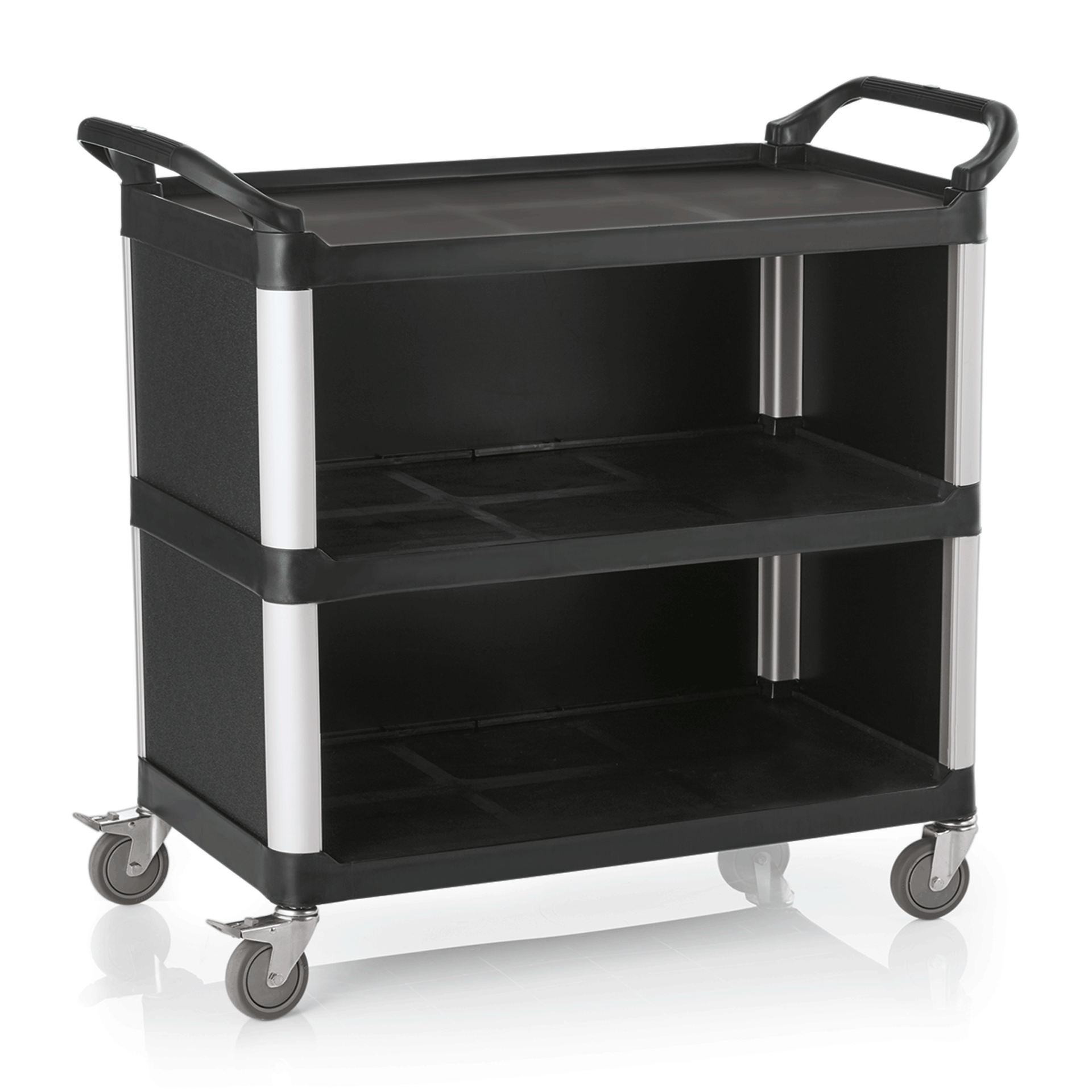 WAS Germany Servierwagen (Mit 3 Borden), Polypropylen und Aluminium, Schwarz und Silber, 103,5x50,5x95,5cm (1951004)