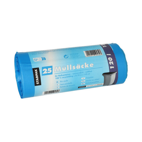 Papstar 20x 25 Müllsäcke, HDPE 120 l 110 cm x 70 cm blau