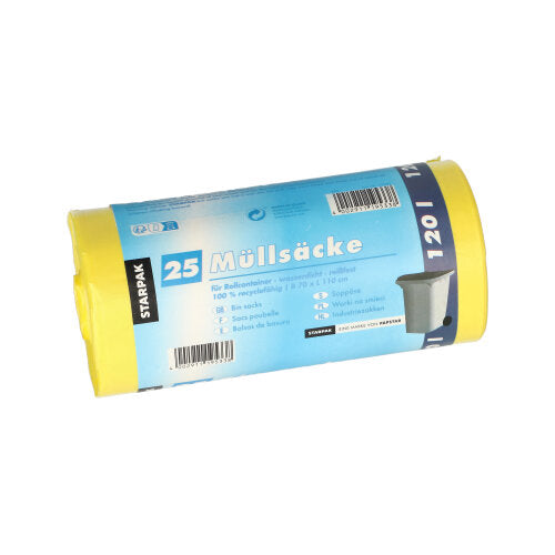 Papstar 20x 25 Müllsäcke, HDPE 120 l 110 cm x 70 cm gelb