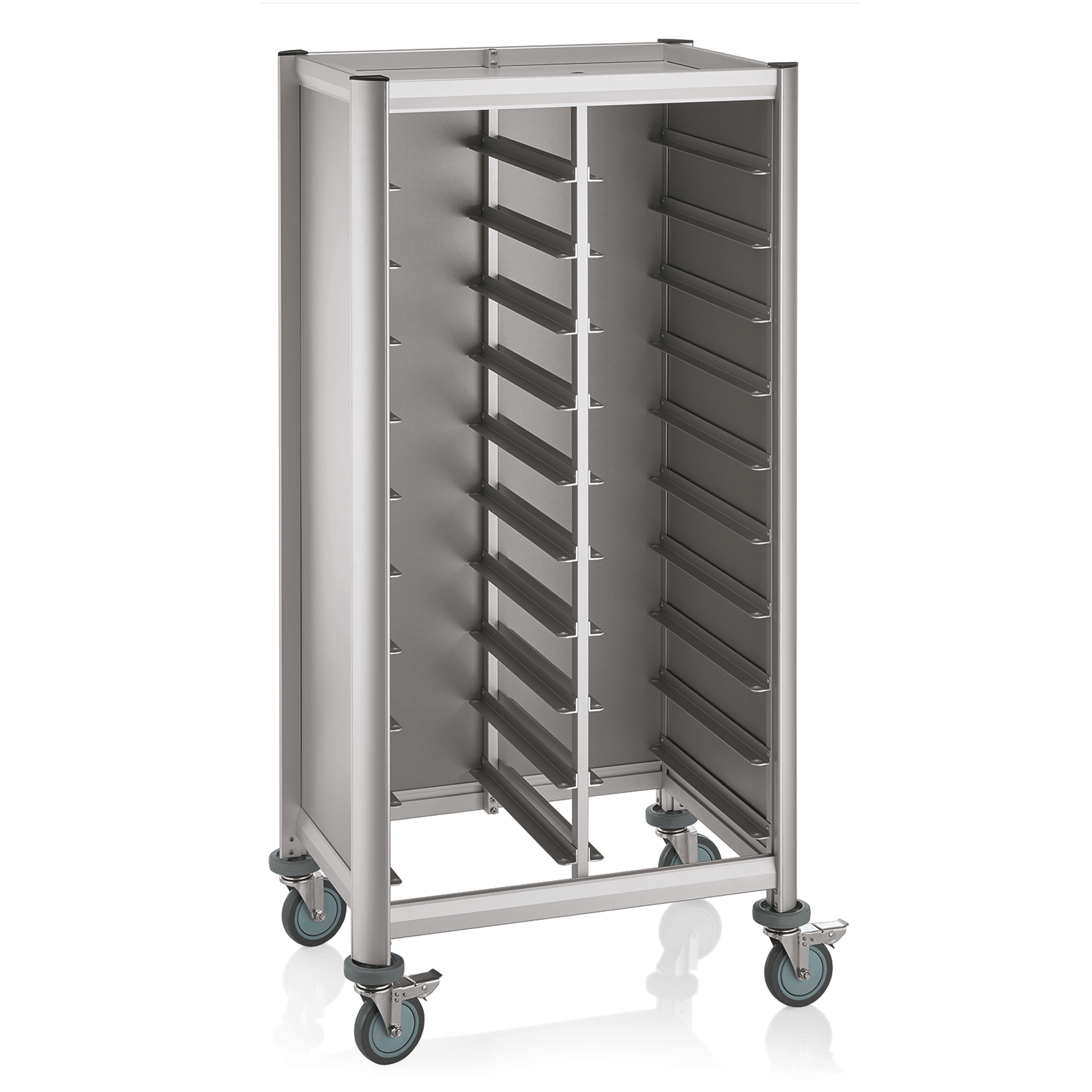 WAS Germany GN Tablettwagen (Für 20 GN1/1 Tabletts), Aluminium, Serie: MENSA, Silber, 60x80x165cm (1955253)