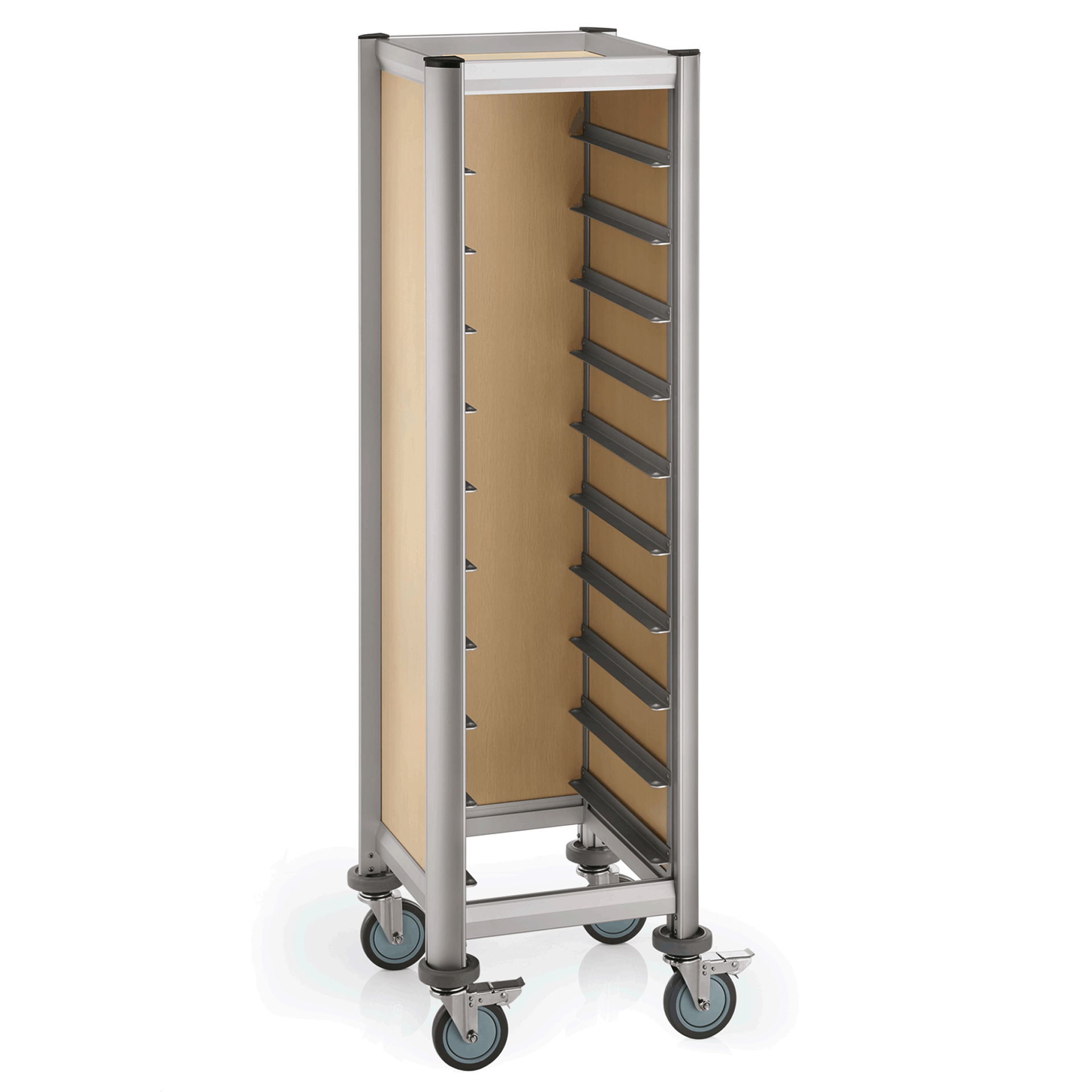 WAS Germany Tablettwagen (Für 12 Tabletts), Aluminium, Natur, 51,5x47,5x165cm (1955451)