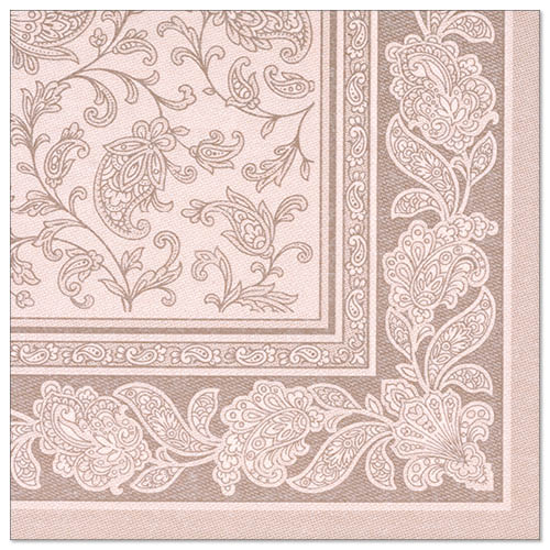Papstar 250 Servietten "ROYAL Collection" 1/4-Falz 40 cm x 40 cm mocca "Ornaments"
