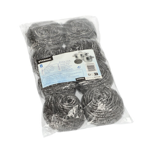 Papstar 14x 8 Spiraltopfreiniger, Edelstahl Ø 7,5 cm · 6 cm , kratzend