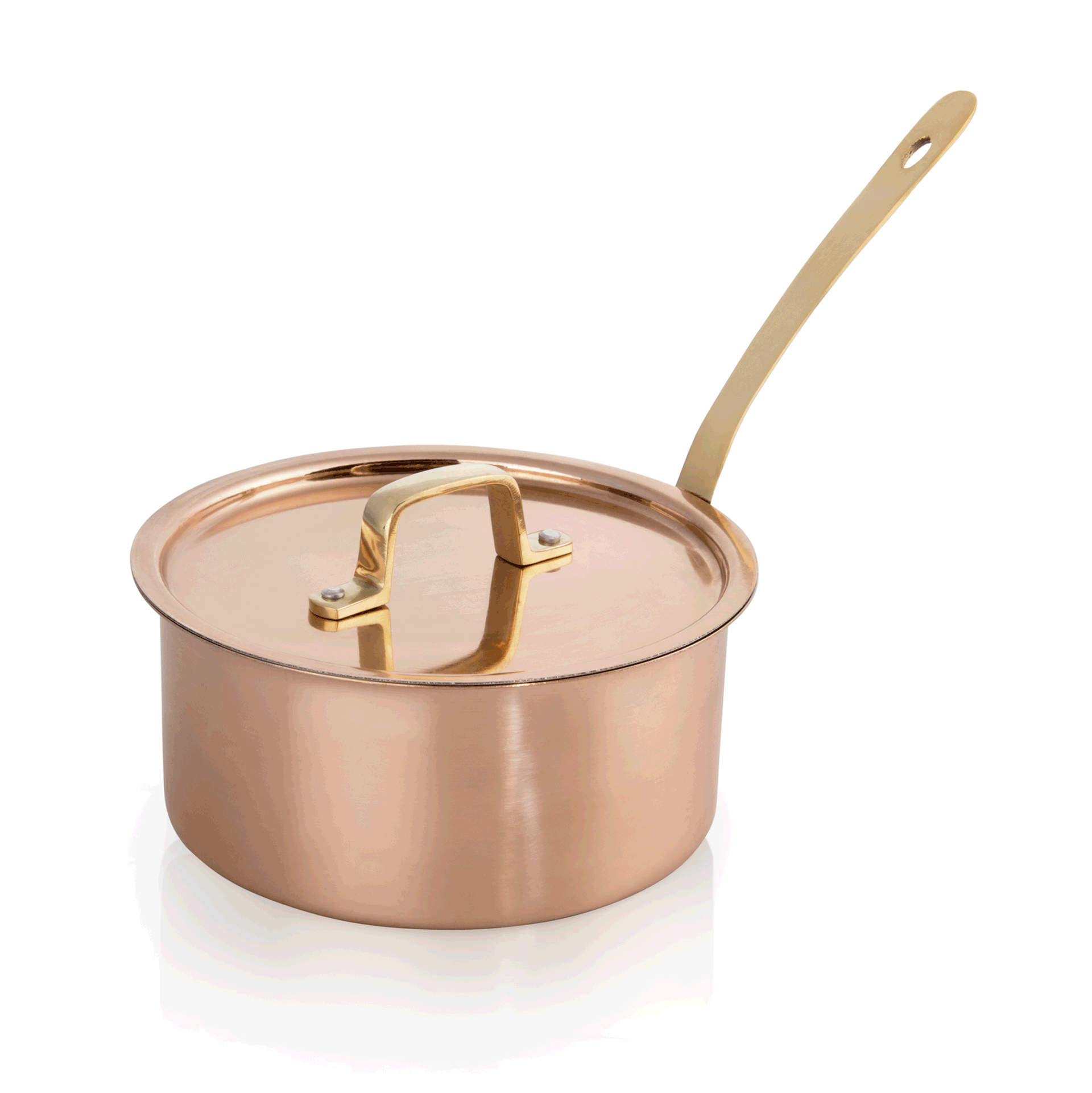 WAS Germany 1x Servierkasserolle mit Deckel STEEL & STYLE AMBER, Ø 16 cm, 1,7 ltr., Kupfer, Messing, Chromnickelstahl (2003161)
