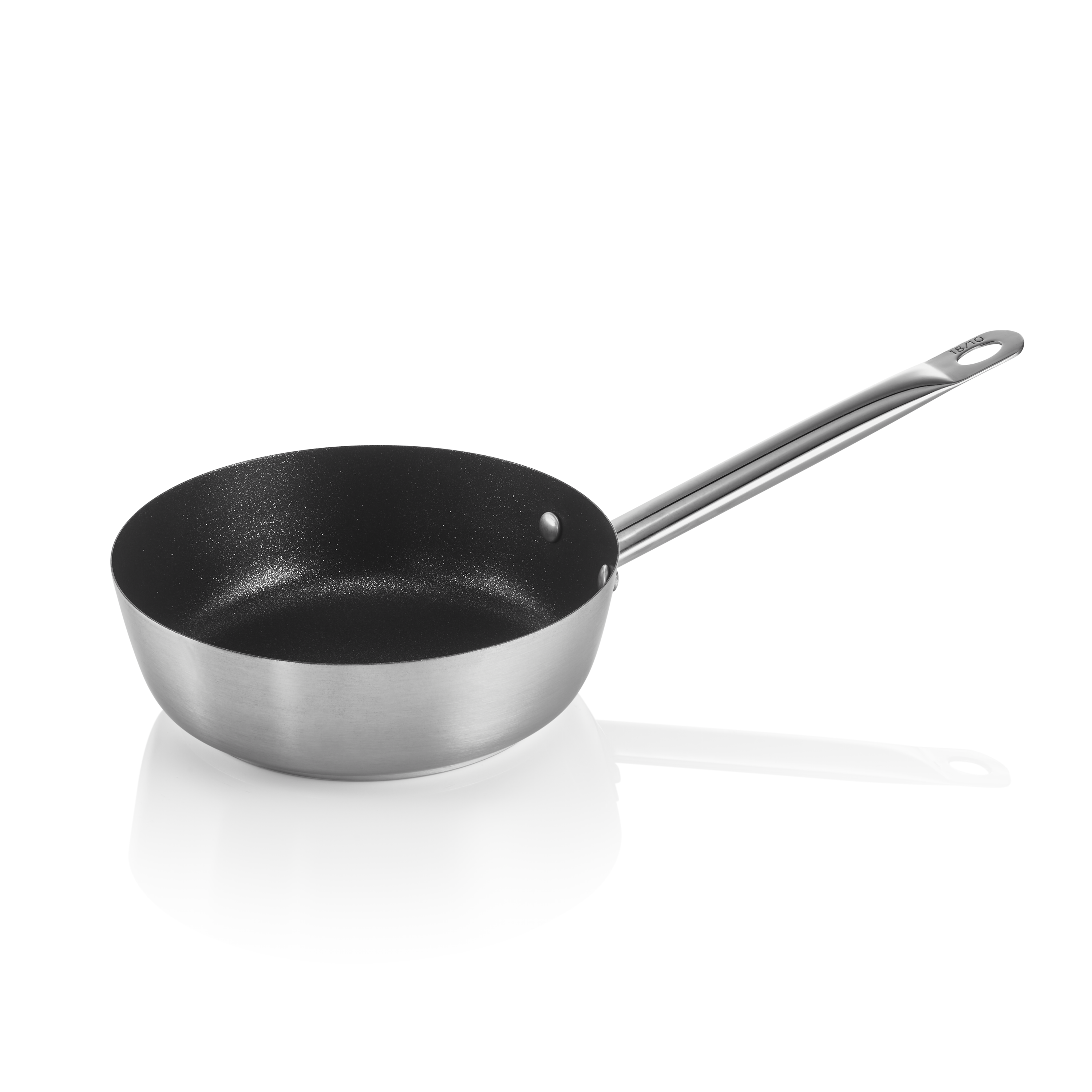 WAS Germany Sauteuse (Mit geradem Rand und Antihaftbeschichtung), Chromnickelstahl 18/10, Serie: COOKWARE 21, Silber und Schwarz, Durchmesser: 20cm, Höhe: 6,5cm (2012200)