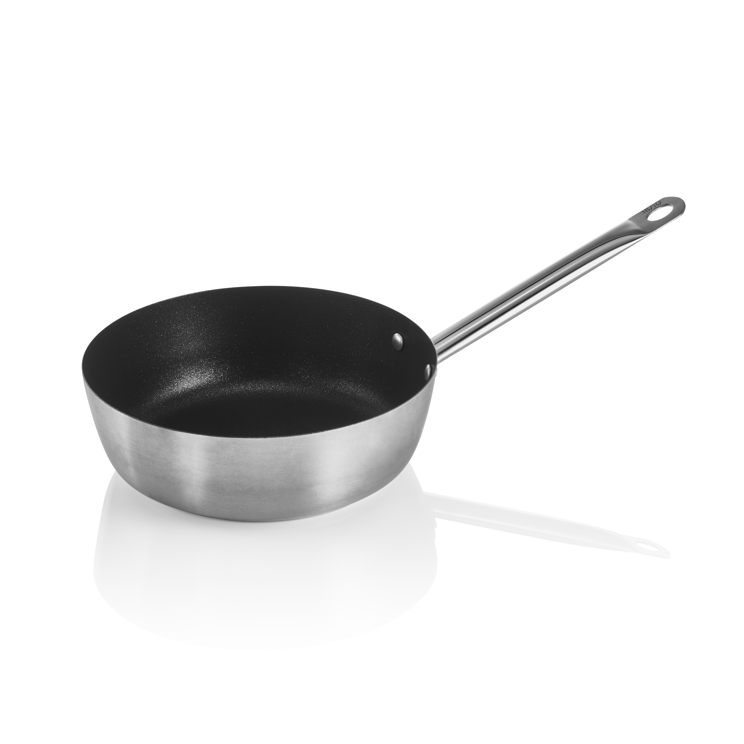 WAS Germany Sauteuse (Mit geradem Rand und Antihaftbeschichtung), Chromnickelstahl 18/10, Serie: COOKWARE 21, Silber und Schwarz, Durchmesser: 24cm, Höhe: 7,5cm (2012240)