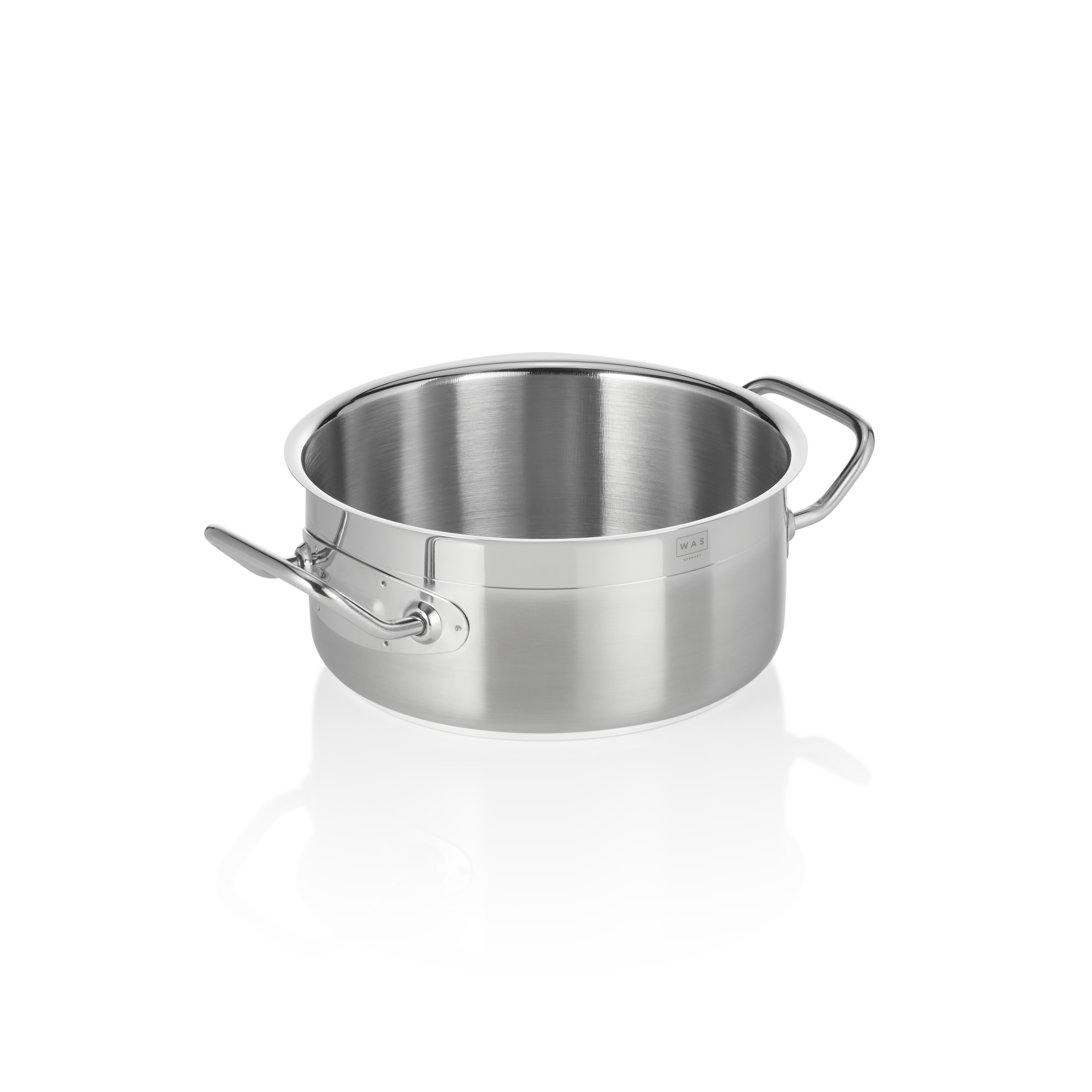 WAS Germany Bratentopf, Chromnickelstahl, Schüttrand, Induktion geeignet, Durchmesser: 20cm, Inhalt: 2,5L (2109200)