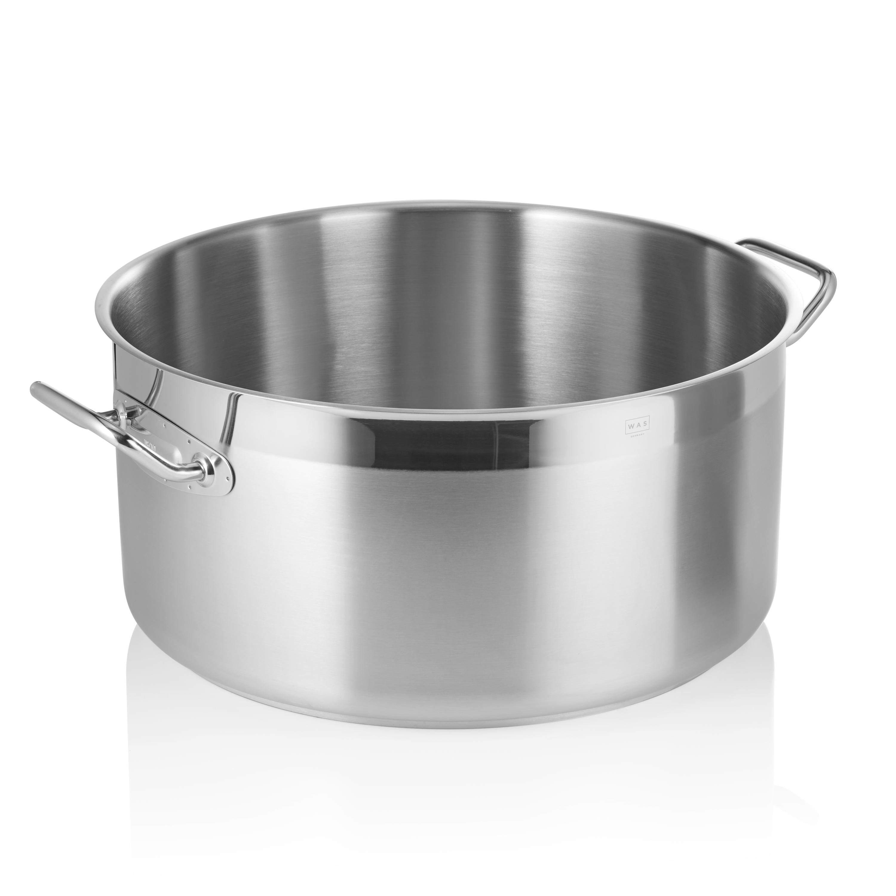 WAS Germany Bratentopf, Chromnickelstahl, Schüttrand, Induktion geeignet, Durchmesser: 45cm, Inhalt: 35L (2109450)