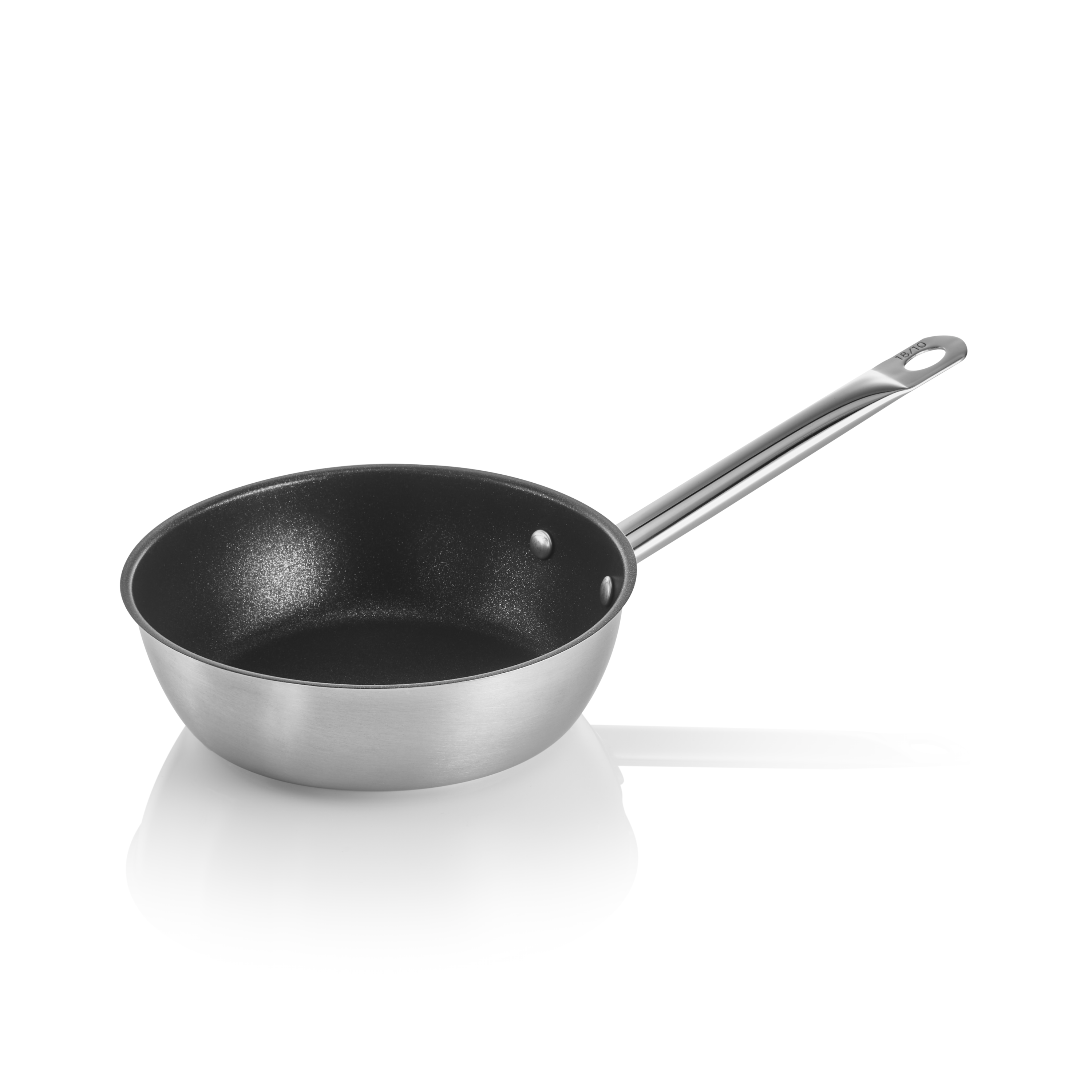 WAS Germany Sauteuse (Mit Schüttrand und Antihaftbeschichtung), Chromnickelstahl 18/10, Serie: COOKWARE 21, Silber und Schwarz, Durchmesser: 16cm, Höhe: 6,5cm (2112160)