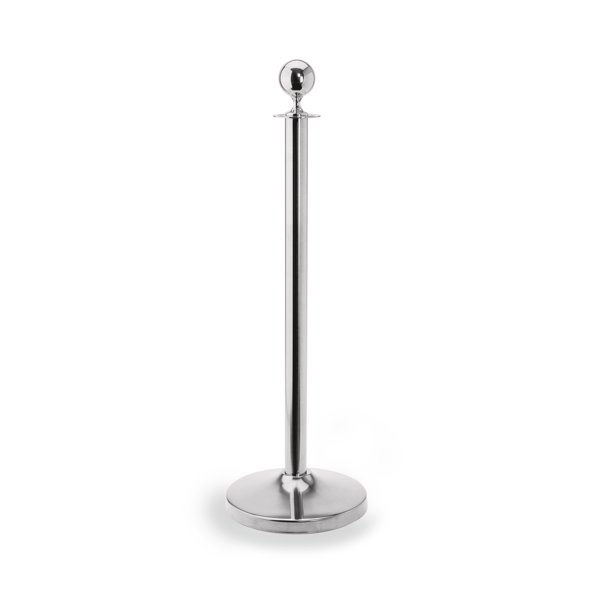 WAS Germany 2x Abgrenzungspfosten "Kugelkopf", Edelstahl, Serie: CLASSIC, Silber, Höhe: 95cm (2200001)