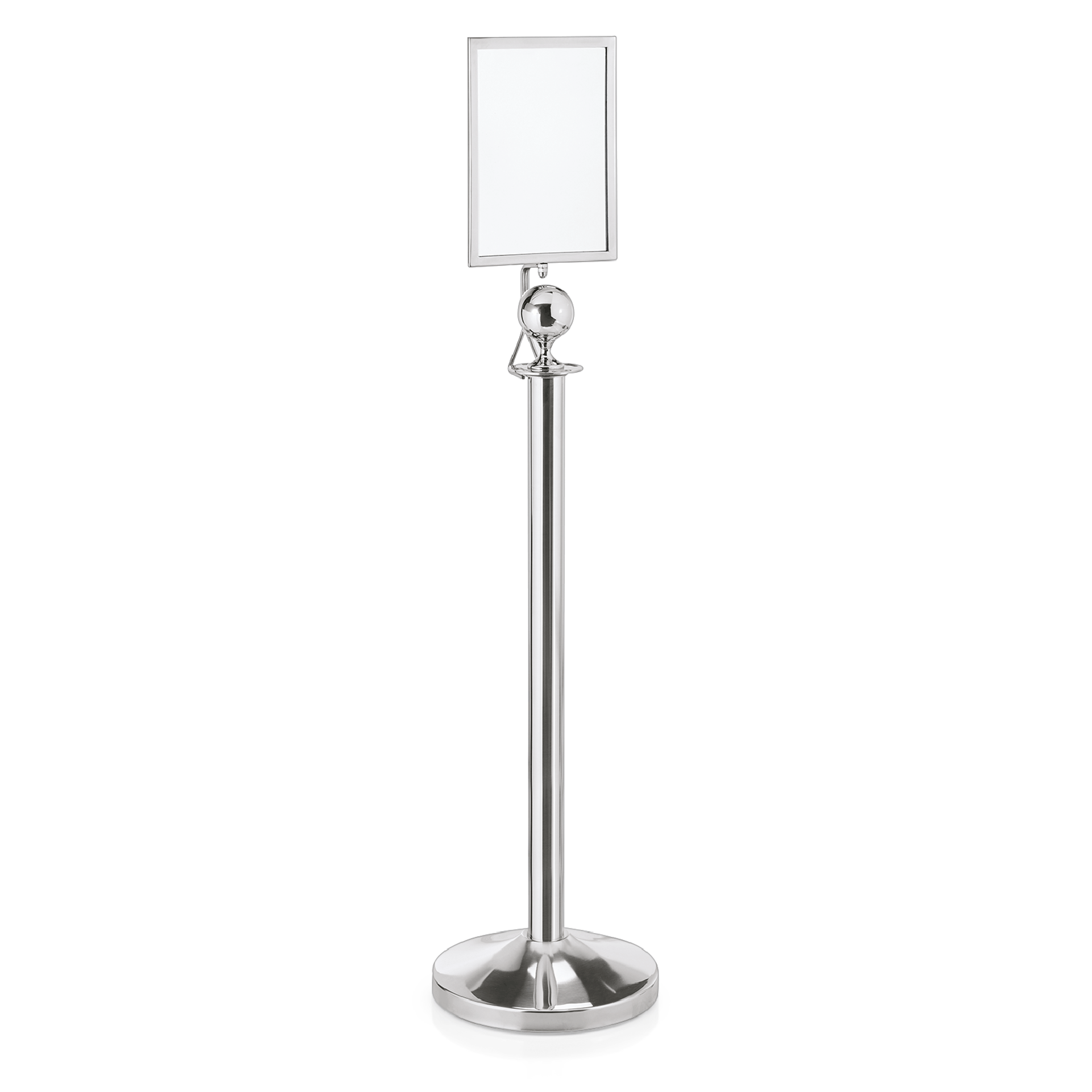 WAS Germany Schilderhalter (Für DIN A4 für Kugel), Chromnickelstahl, Serie: CLASSIC, Silber, Höhe: 32,5cm (2200012)