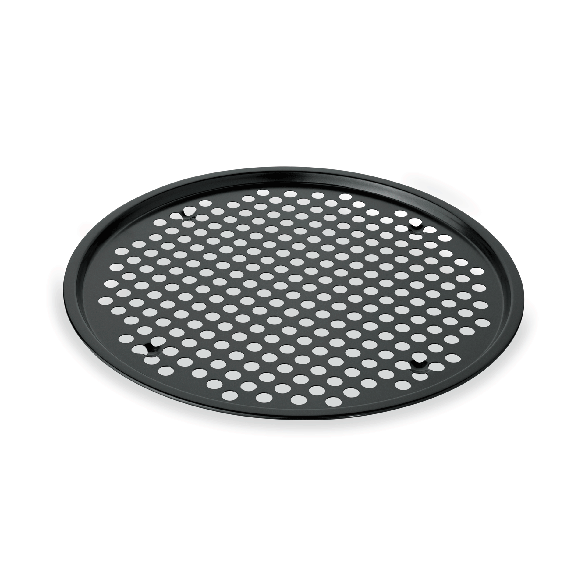 WAS Germany Pizzablech (Mit PTFE-Antihaftbeschichtung, Perforation: 9mm), Stahl, Schwarz, Durchmesser: 33cm, Höhe: 1cm (2294325)
