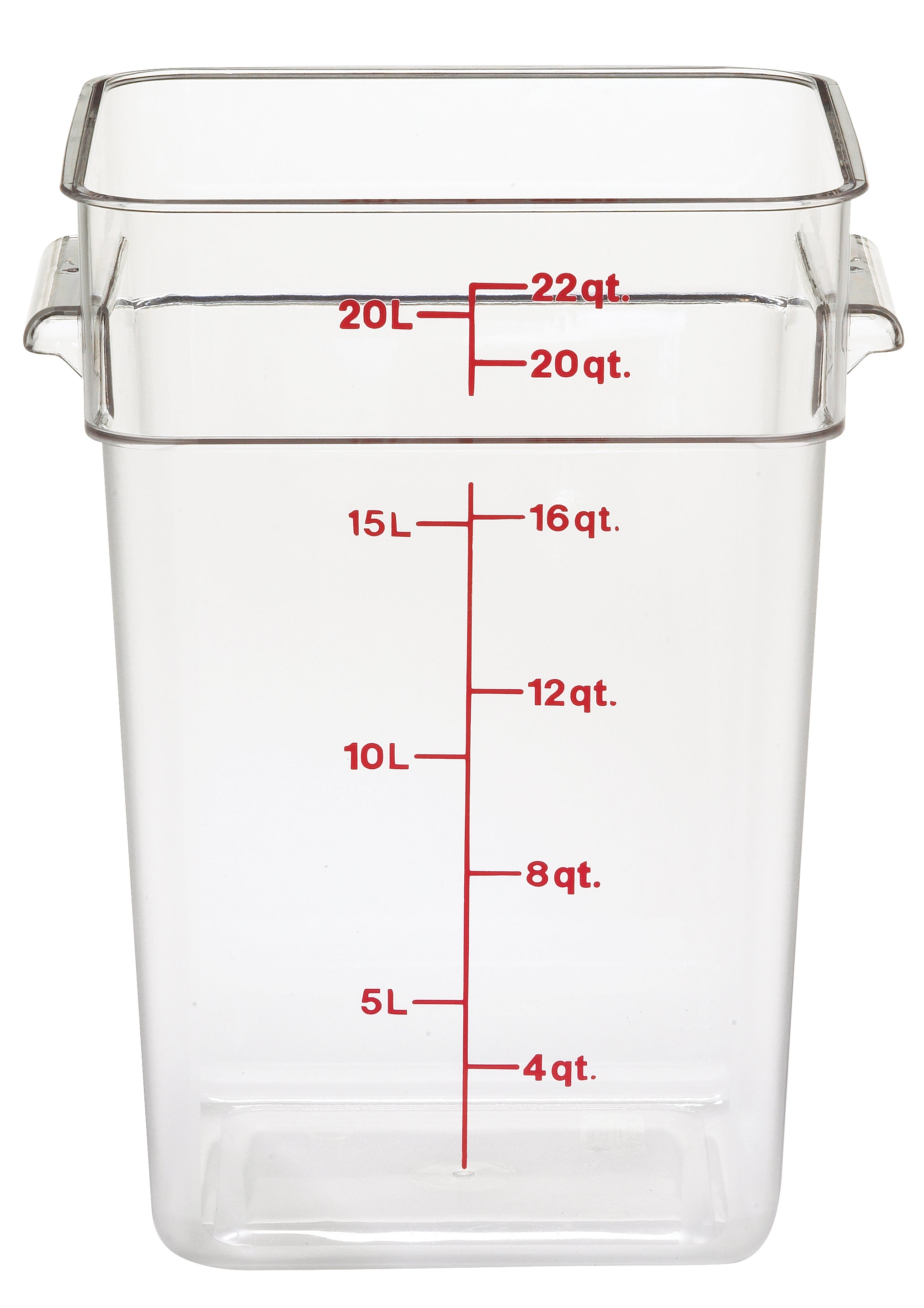 Cambro Camwear® CamSquare® Vorratsbehälter Polycarbonat, Quadratisch 20,8 L, 6 Stück im Karton - 22SFSCW135