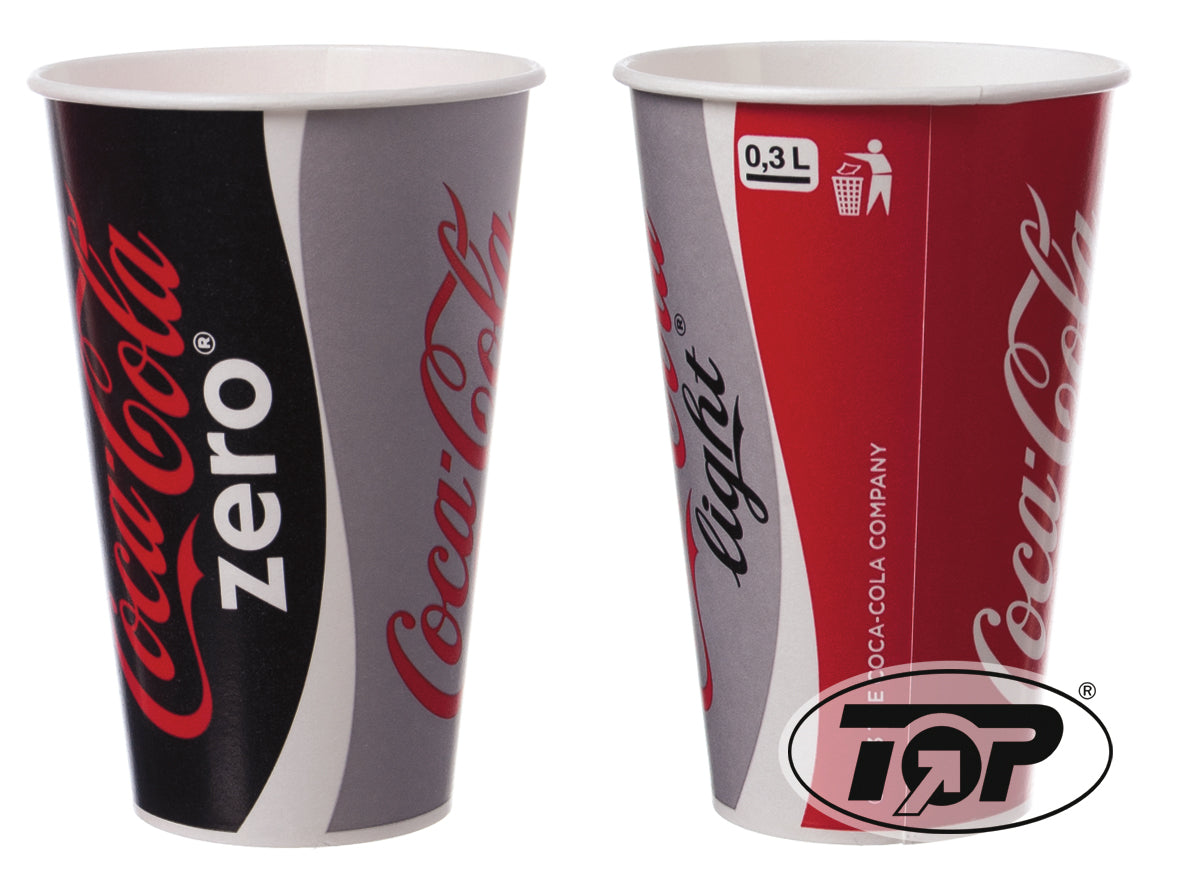 Gude 2.000x Trinkbecher, Pappe, Motiv: Coca Cola, Inhalt: 300 oder 500ml