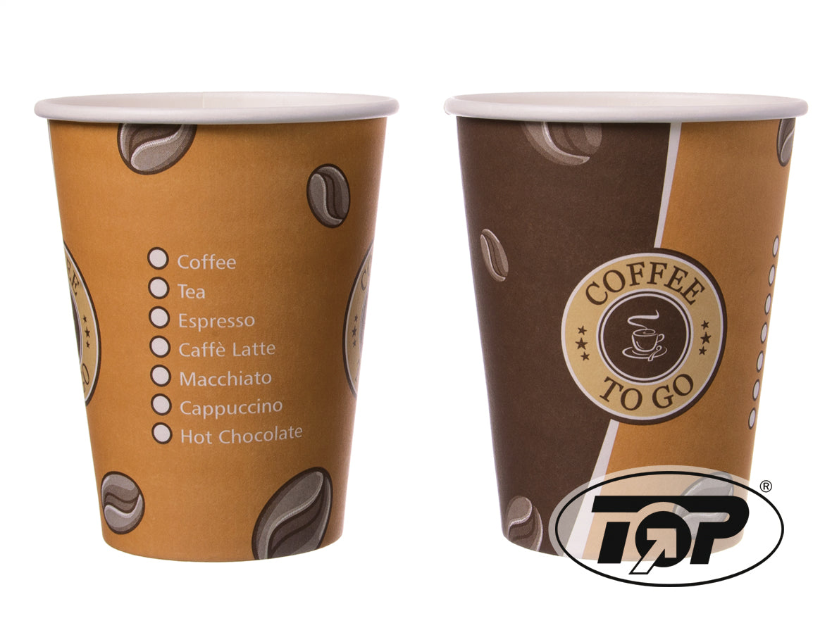 Gude 1000x Kaffeebecher, Pappe mit PE-Beschichtung, Serie: TOPLINE, Braun, Inhalt: 300ml