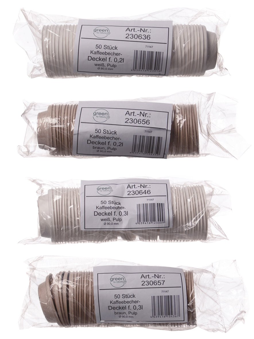 1000x Kaffeebecher-Deckel, Bagasse, Weiß, Durchmesser: 80mm