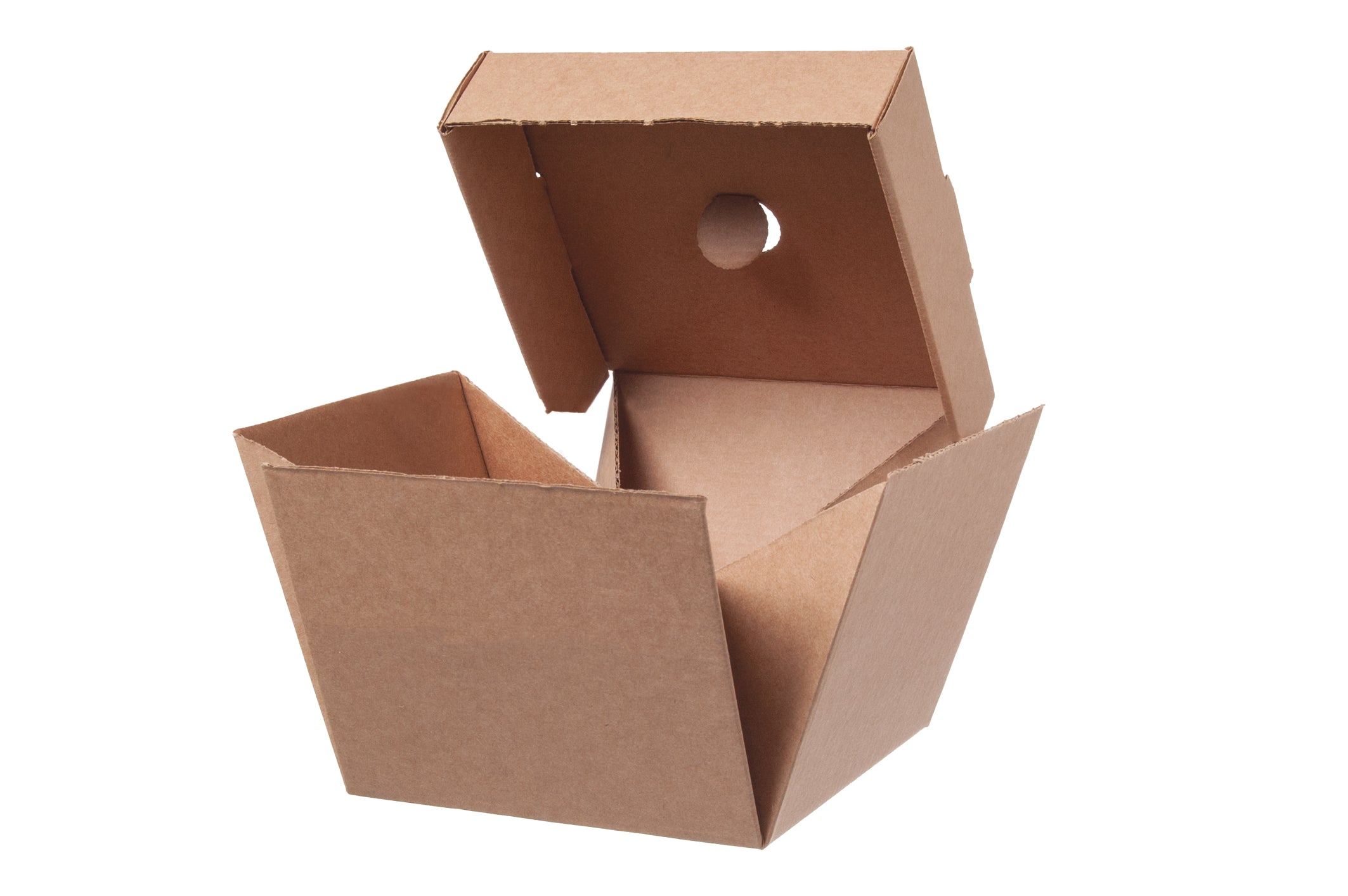 Gude 100x Hamburgerbox (Faltbar), Pappe, Braun, 120x120x100 oder 140x140x120mm