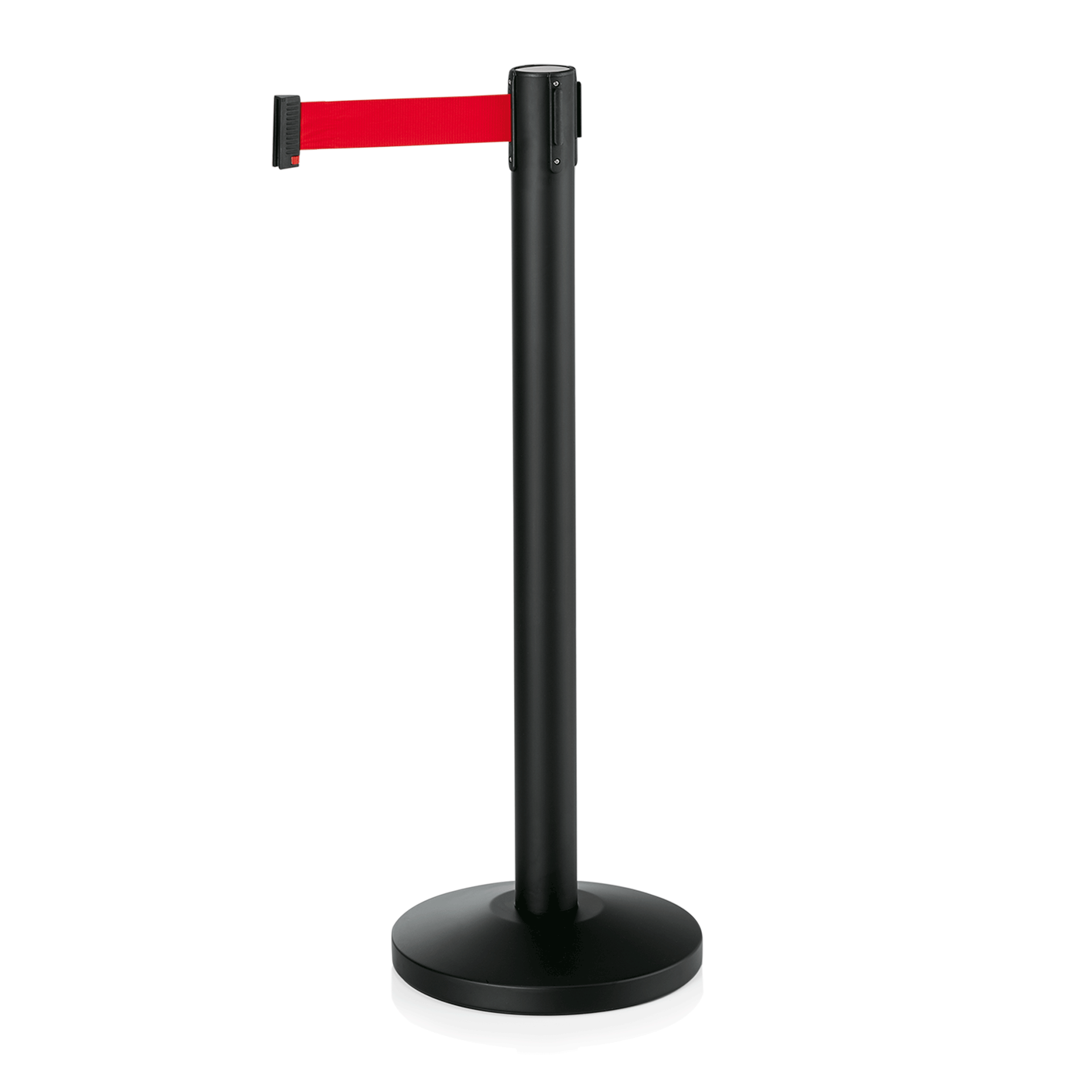 WAS Germany 2x Abgrenzungspfosten mit rotem Gurtband, 4 Wege System, Edelstahl, Höhe:90cm, Gurtband:200cm (2914104)