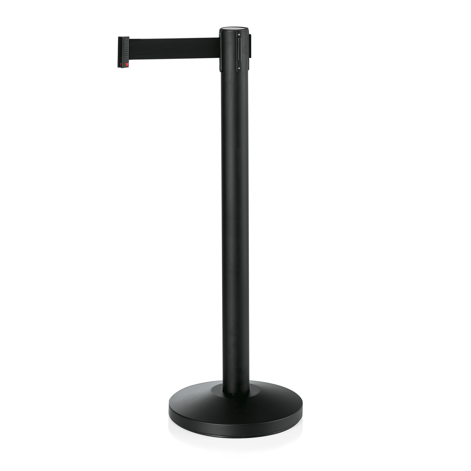 WAS Germany 2x Abgrenzungspfosten mit schwarzem Gurtband, 4 Wege System, Edelstahl, Höhe:90cm, Gurtband:200cm (2914604)