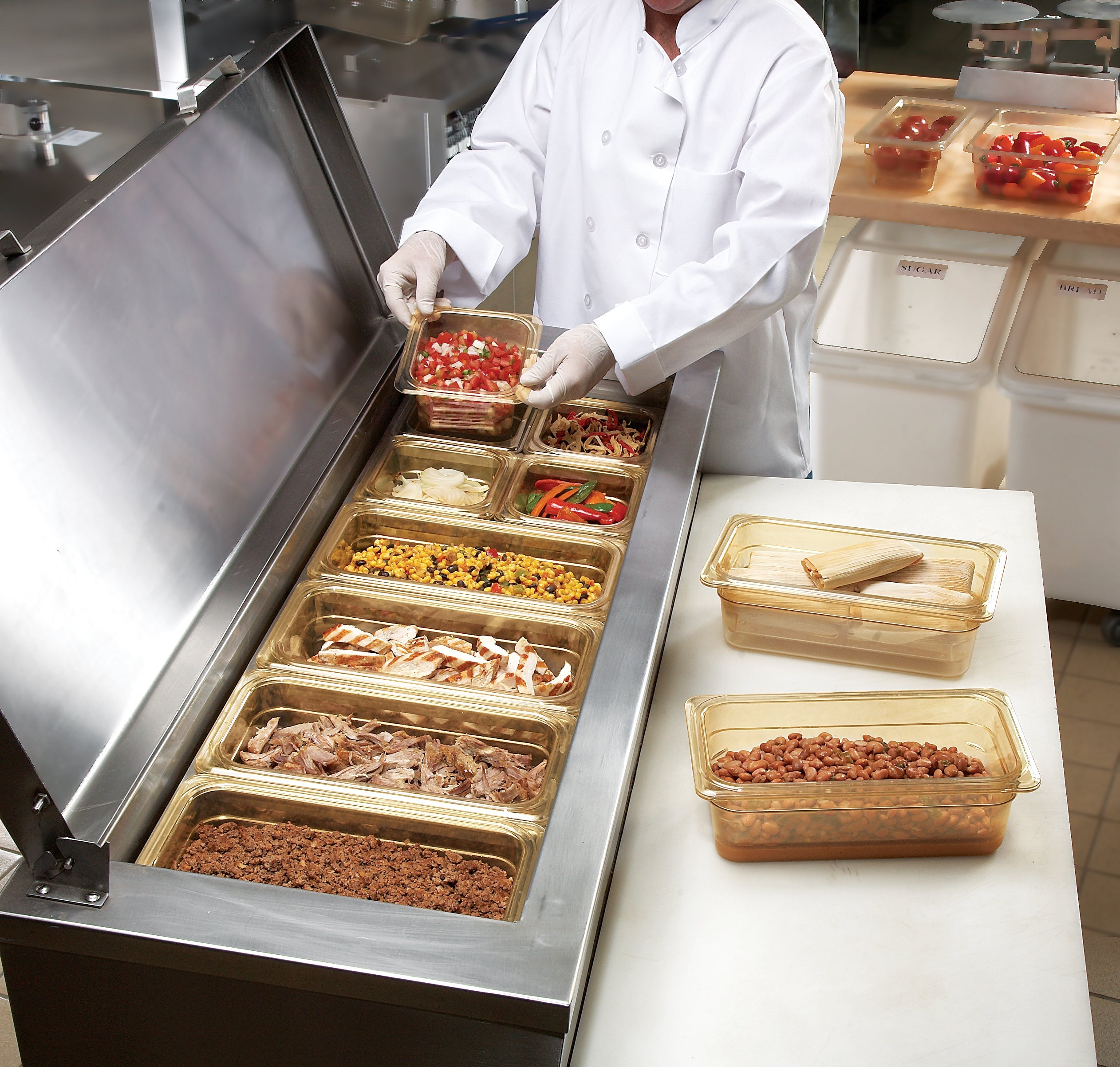 Cambro H-PAN™ Hitzebeständige Gastronorm GN-Behälter GN1/3-100, Bernstein, 6 Stück im Karton - 34HP150