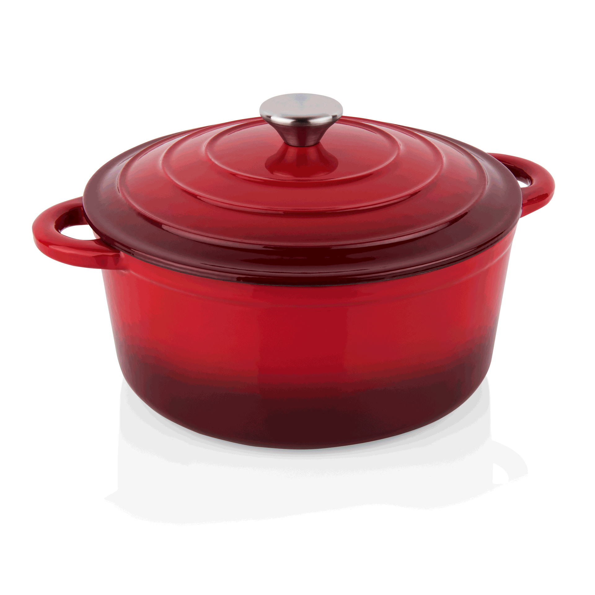 WAS Germany Topf (Mit Deckel), Gusseisen und Edelstahl, Rot, Durchmesser: 22cm, Höhe: 9,5cm (3540220)