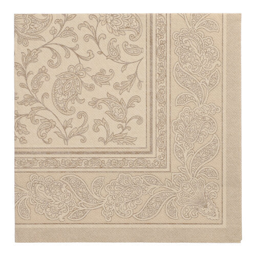 Papstar 250 Servietten "ROYAL Collection" 1/4-Falz 40 cm x 40 cm sand "Ornaments"