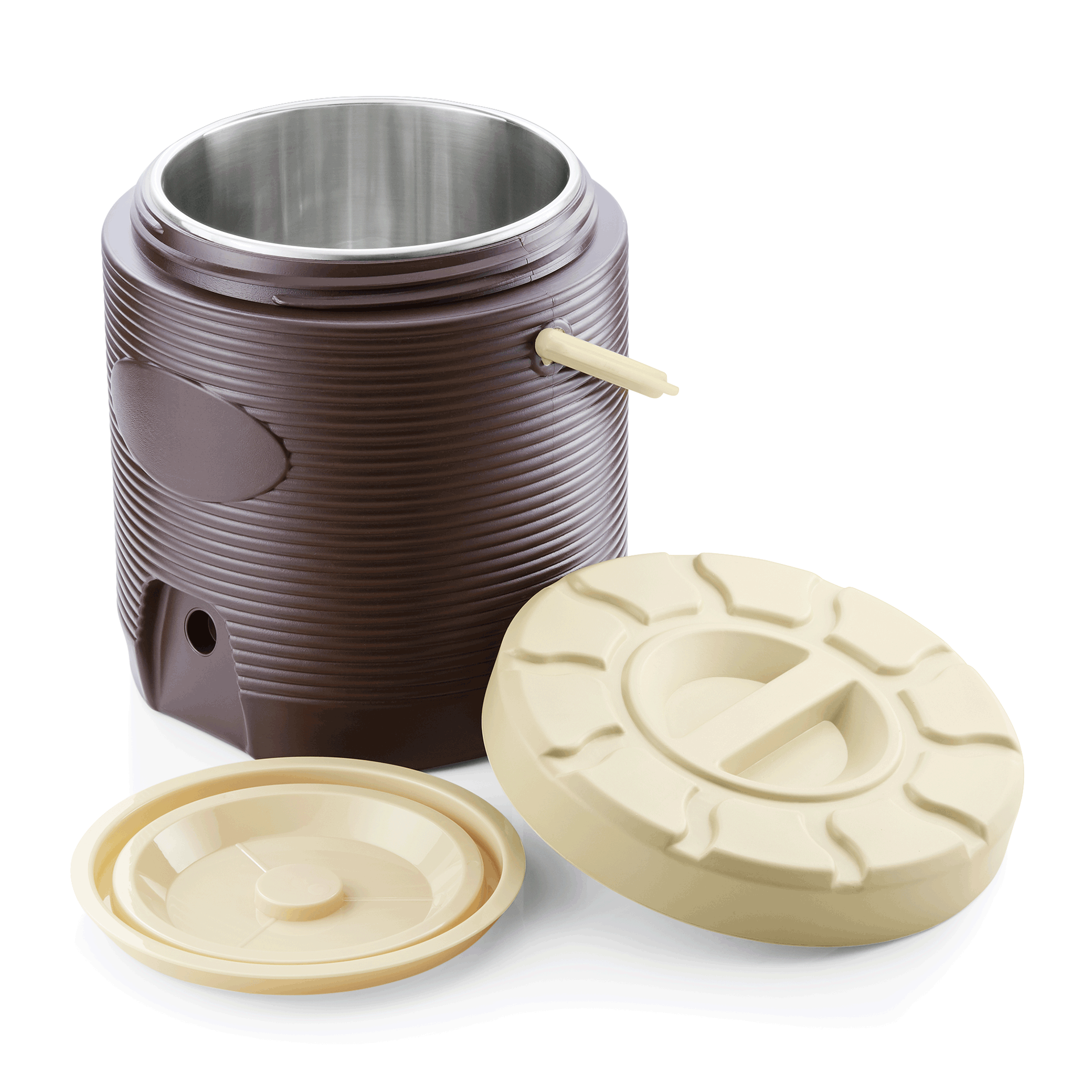 WAS Germany Thermospeisetransportbehälter (Mit Schraubdeckel), Chromnickelstahl und Kunststoff, Braun, Inhalt: 12L, Durchmesser: 30cm, Höhe: 33cm (3753120)