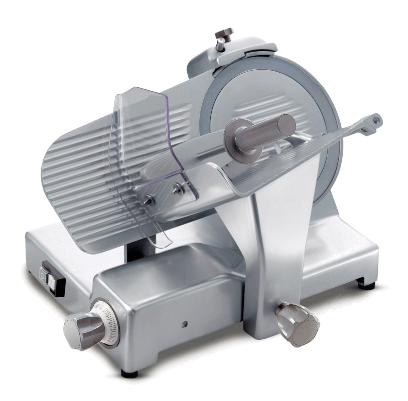 KBS Aufschnittmaschine (Schrägschneider Messer, Durchmesser: 250mm, IP44), Eloxiertes Aluminium und Kunststoff, 0,147kW, 230V, 660x495x500mm