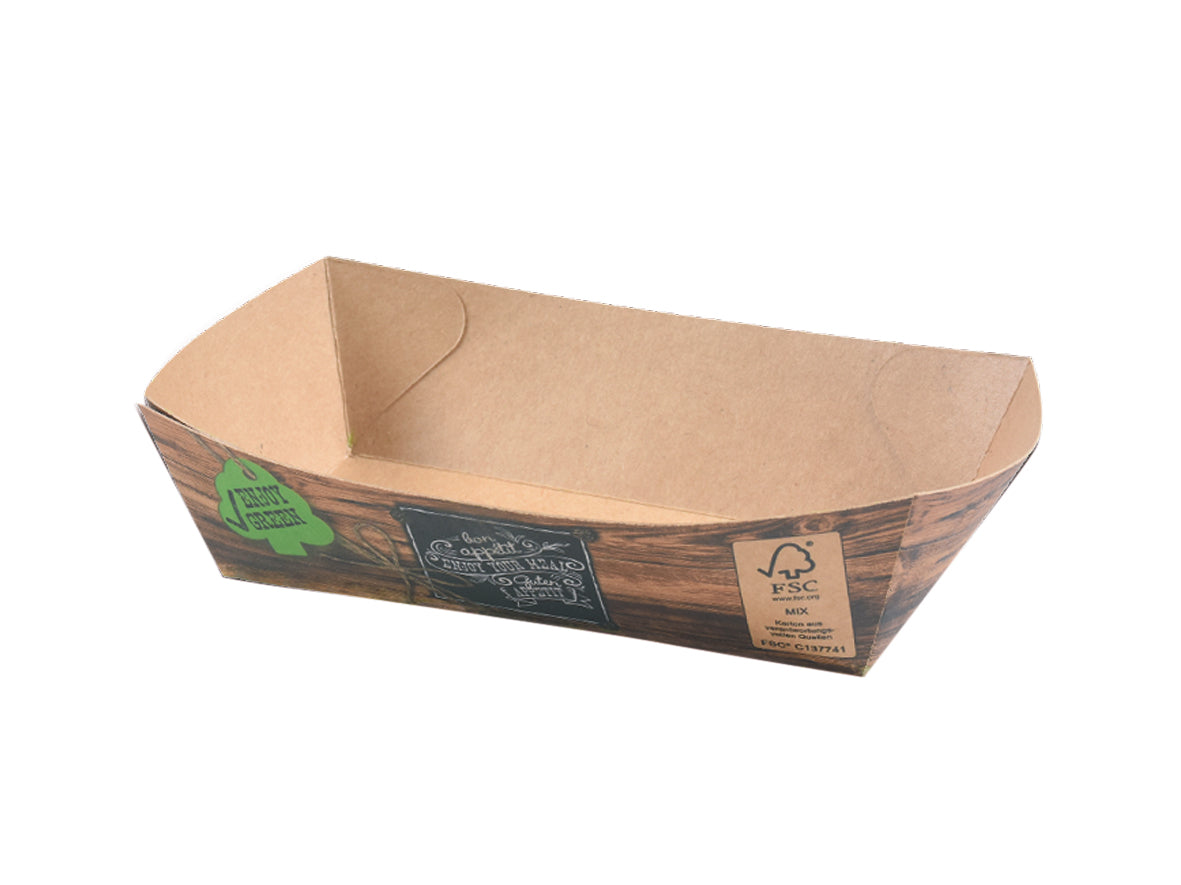 Gude 1000x Snackschalen, Karton, Motiv: Enjoy Green, 130x65x42mm