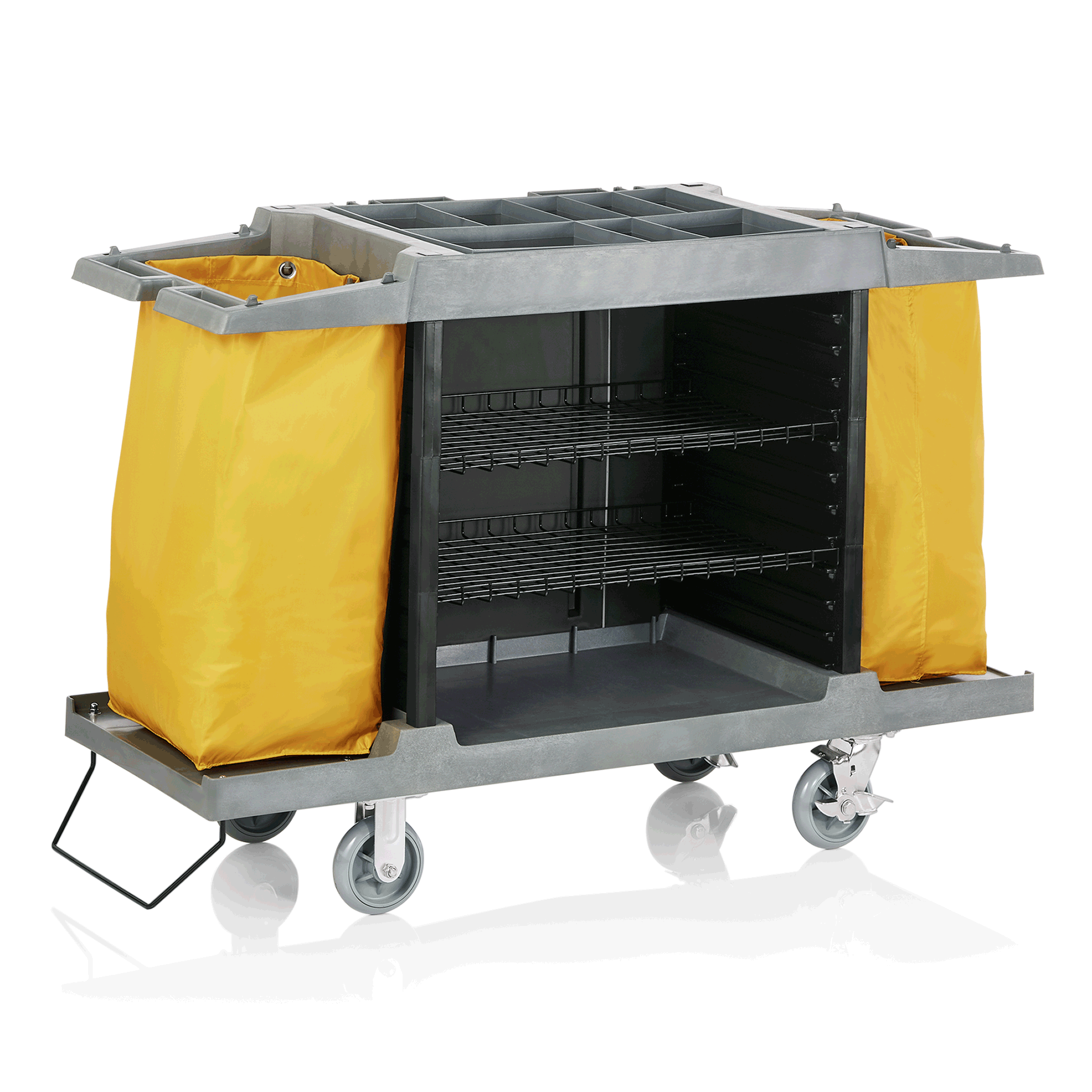 WAS Germany Zimmerservicewagen (Mit 2 Wäschesäcken), Kunststoff, PVC und Polyesterfaserstoff, Grau und Gelb, 150x54x100cm (4415000)