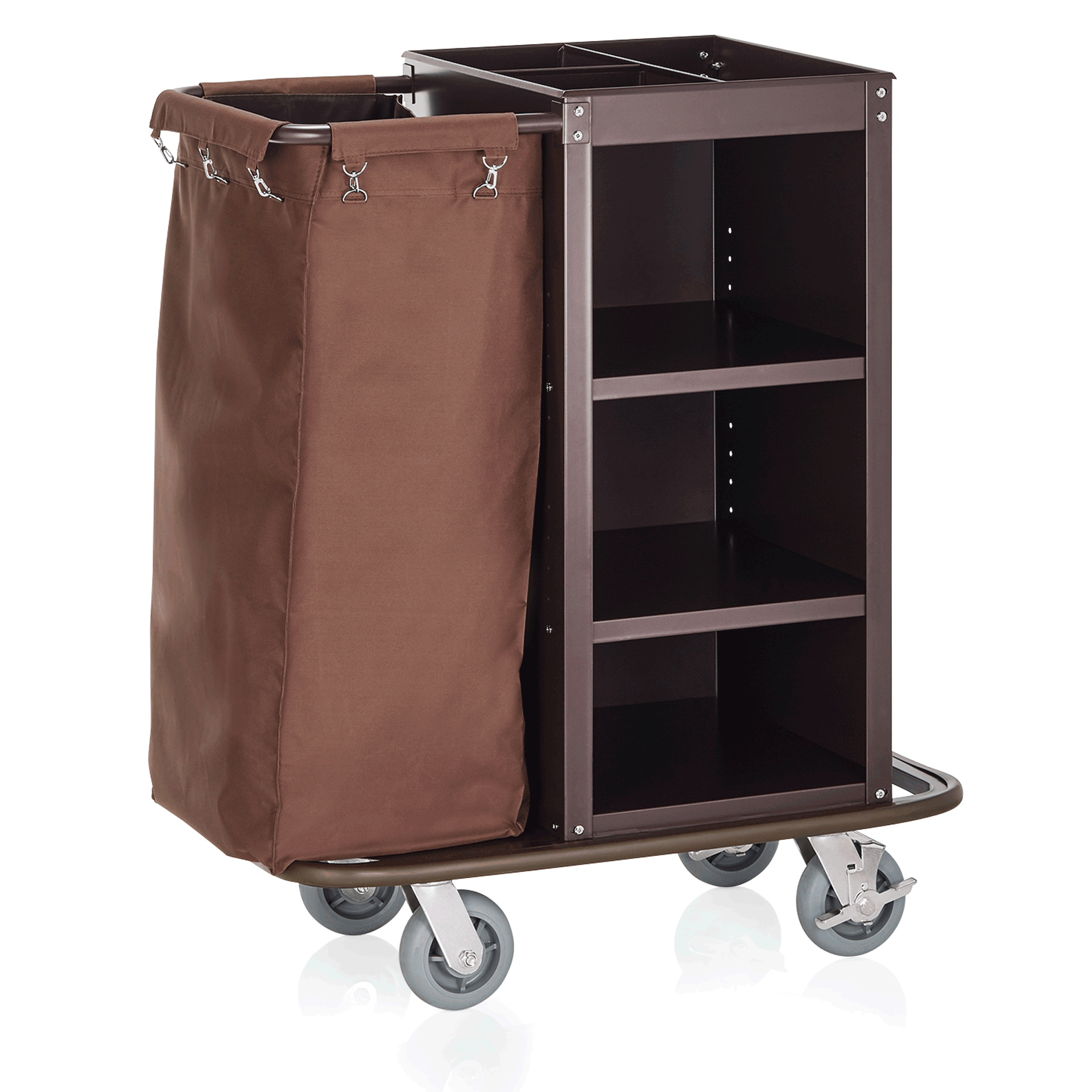 WAS Germany Zimmerservicewagen, Edelstahl und Polyester, Braun, Inhalt: 80L, 95x57x114cm (4420001)