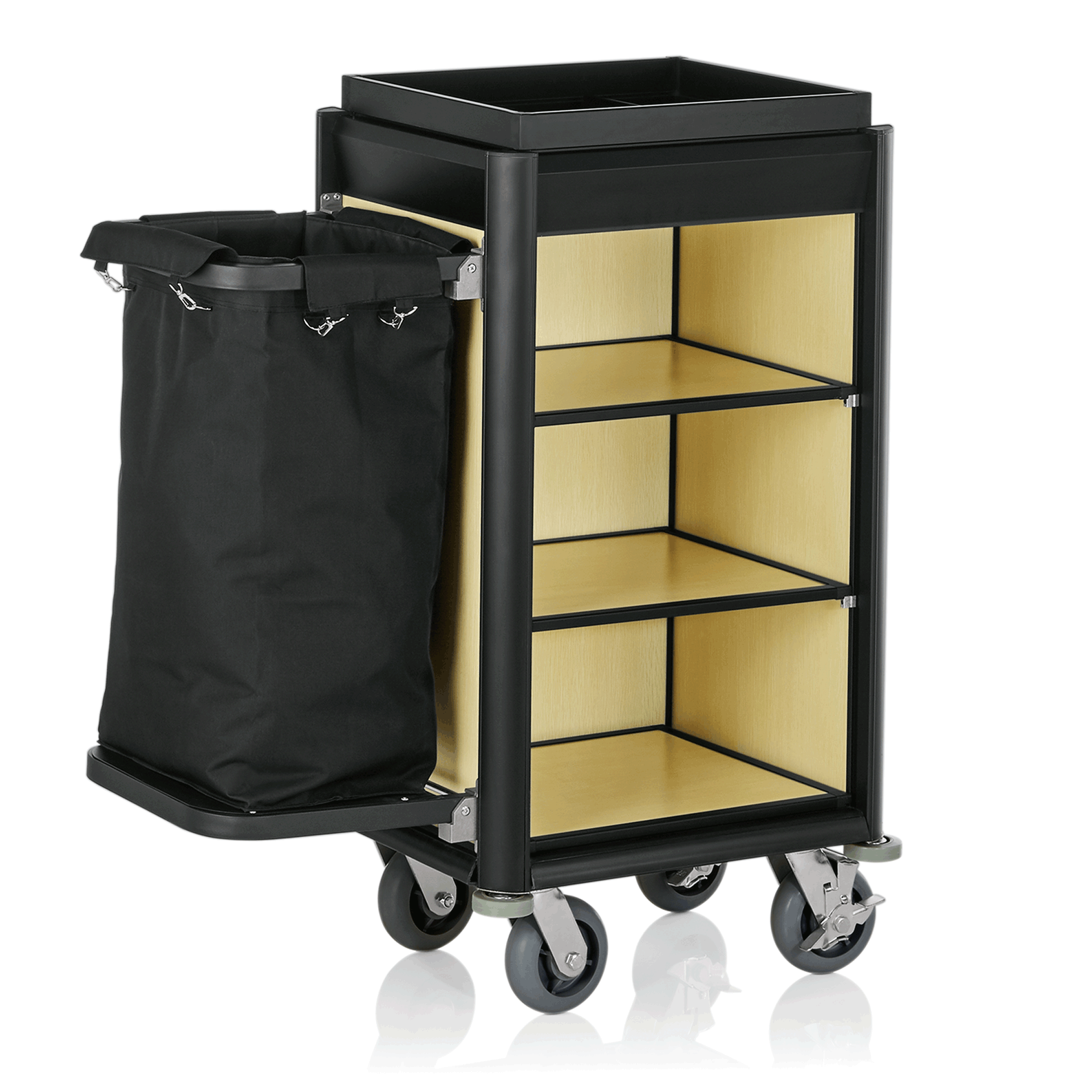 WAS Germany Zimmerservicewagen (Mit 1 Wäschesack), Stahl, Serie: ISABELLA, Gelb, Schwarz, 95x54x116cm (4456001)