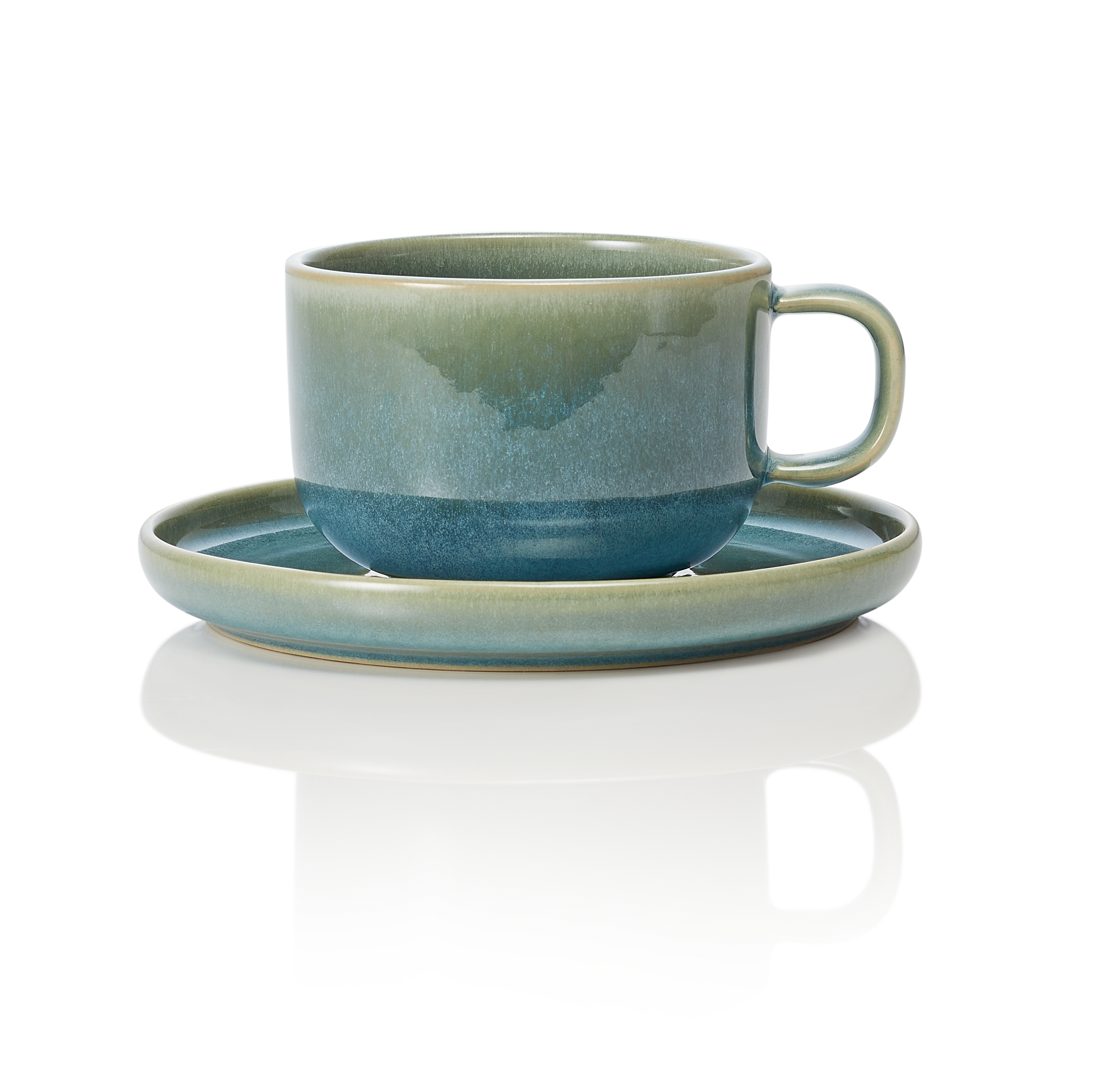 WAS Germany 6x Ober- und Untertasse, Steinzeug, Myrtle Green, Serie: ROCKZZERO, Inhalt: 220ml (452305027)